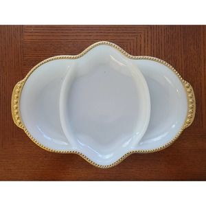 Anchor Hocking Fire King Oven Ware 3 section serving condiment dish